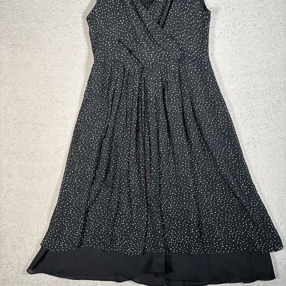 Vintage Talbots Petites Silk Chiffon Dress PXS Polka Dot AOP Faux Wrap Fit Flare - Picture 3 of 14